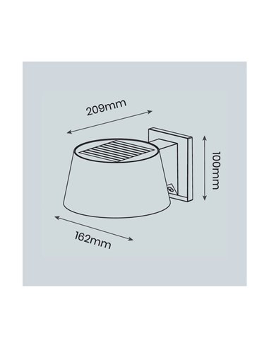 Applique solaire LED CHIMO, noire, avec interrupteur et 4 intensités, 5,2 W, 1 000 lm, 4 000 K, IP54