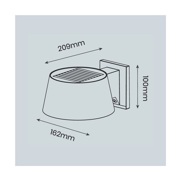 Aplique de pared solar LED CHIMO, negro con interruptor y 4 intensidades, 5.2W 1000Lm 4000K IP54