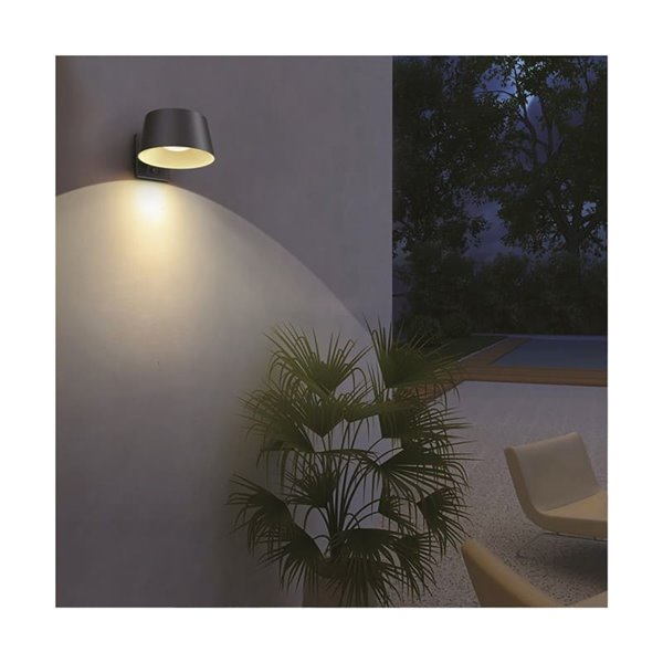 Aplique de pared solar LED CHIMO, negro con interruptor y 4 intensidades, 5.2W 1000Lm 4000K IP54