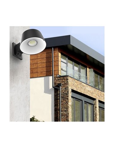 Applique solaire LED CHIMO, noire, avec interrupteur et 4 intensités, 5,2 W, 1 000 lm, 4 000 K, IP54