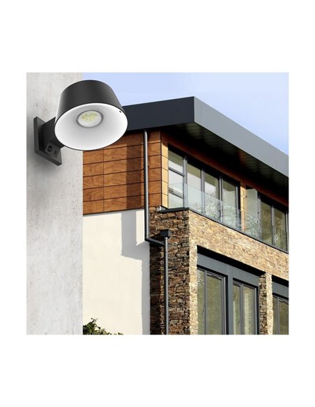Aplique de pared solar LED CHIMO, negro con interruptor y 4 intensidades, 5.2W 1000Lm 4000K IP54