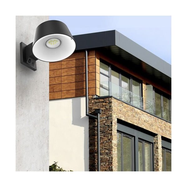 Aplique de pared solar LED CHIMO, negro con interruptor y 4 intensidades, 5.2W 1000Lm 4000K IP54