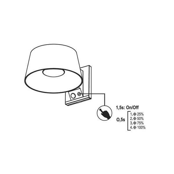 Aplique de pared solar LED CHIMO, negro con interruptor y 4 intensidades, 5.2W 1000Lm 4000K IP54