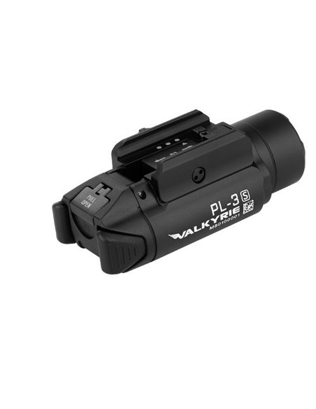 Lampe torche LED VALKYRIA PL-3 1 000 lm pour armes courtes, portée 200 m, 2 piles CR123A 1 600 mAh, IP68