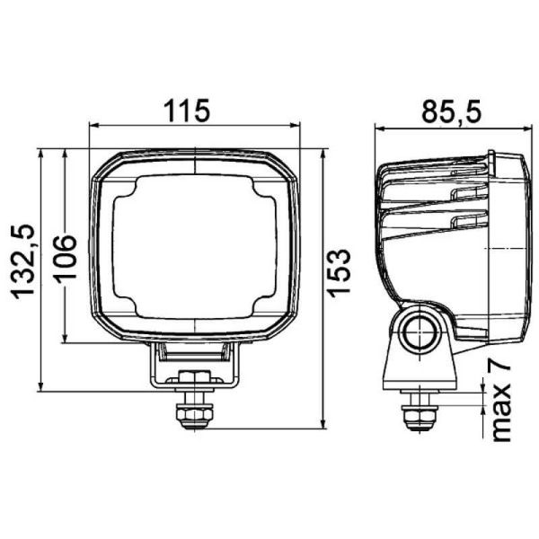 Faro de trabajo LED cuadrado potente 50W 4.400Lm Óptica de trabajo 12V/24V Ultra Beam GEN II Deutsch 1GA 995 606-001 | LeonLeds
