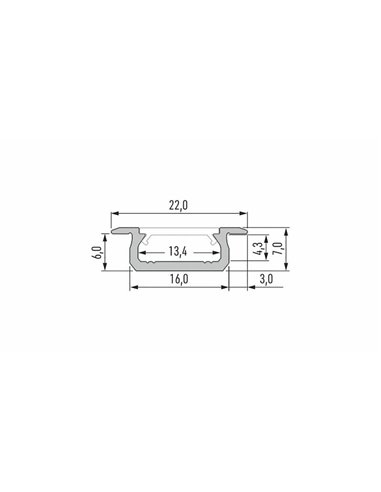 Perfil de aluminio empotrado LUMINES tipo Z anodizado plata 2,02 m para tiras LED
