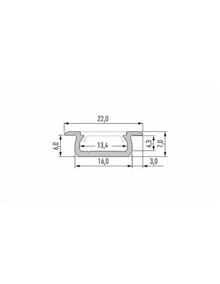 Perfil de aluminio empotrado LUMINES tipo Z anodizado plata 2,02 m para tiras LED