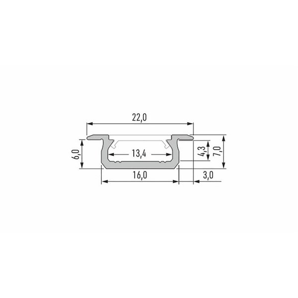 Perfil de aluminio empotrado LUMINES tipo Z anodizado plata 2,02 m para tiras LED