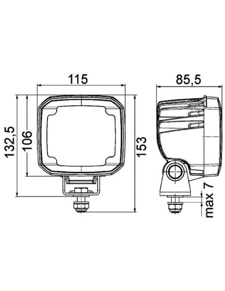 Faro de trabajo LED cuadrado potente 50W 4.400Lm Óptica de trabajo 12V/24V Ultra Beam GEN II Deutsch 1GA 995 606-001 | LeonLeds