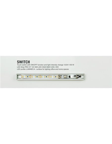 Interruptor táctil LED Labs con regulación y retardo "DELAY OFFf" 12–24 V para perfil aluminio