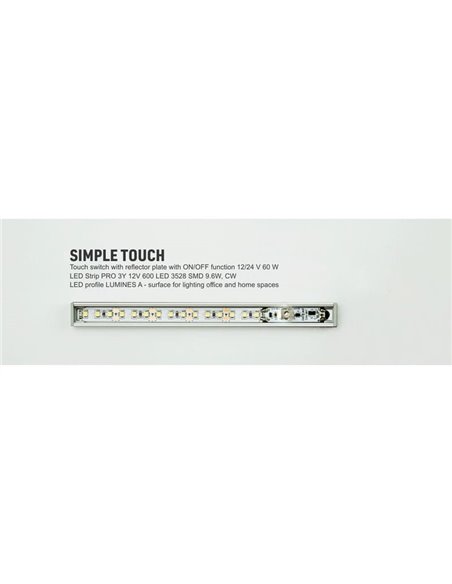 Interruptor táctil LED 12/24 V simple ON/OFF para perfil aluminio LED Labs