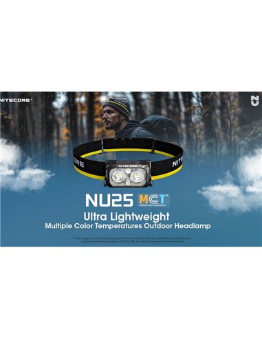 Lampe frontale LED rechargeable NU25 MCT 3000K-4500K-6500K 400Lm avec 700mAh et USB-C IP66