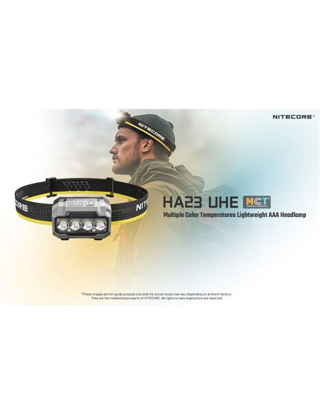 Linterna Frontal LED HA23 UHE Azul 600Lm, 132m Alcance, IP66, Pilas AAA o Batería