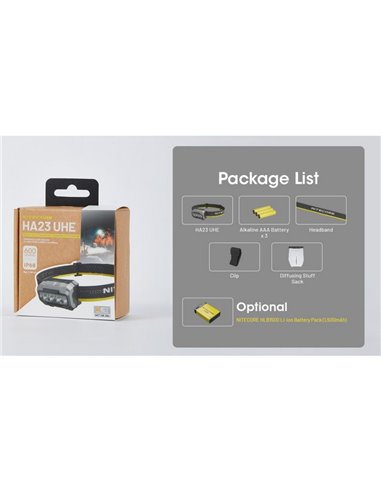 Farol HA23 UHE Verde 600 Lúmens, Alcance de 132 m, IP66, Alimentação Dupla AAA/Pilhas