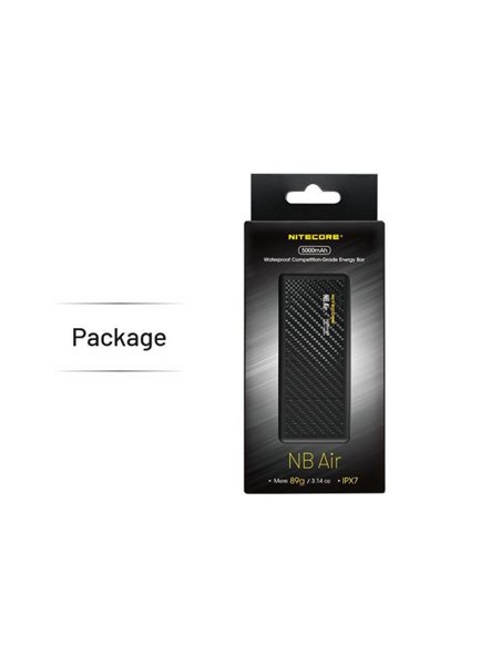 Batterie externe NITECORE NBAIR 5 000 mAh Ultra Fine USB-C 18 W IPX7 89 g