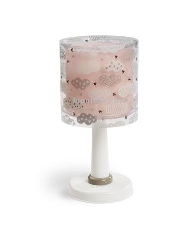 Lámpara infantil juvenil de sobremesa serie Clouds de color rosa de dalber 41411S de Dalber redonda base blanca | LeonLeds