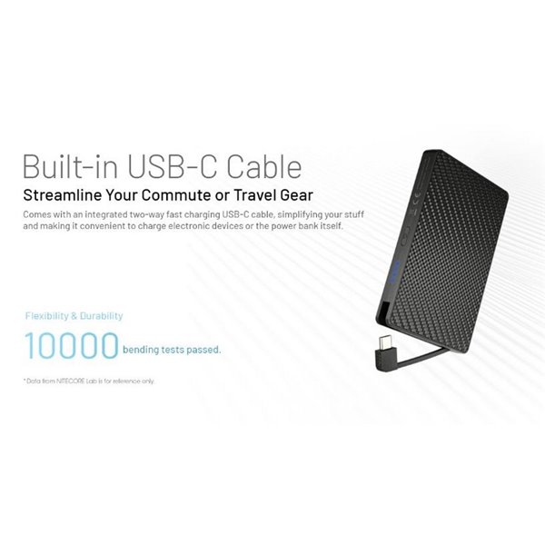 Power Bank NITECORE Pocket 10000 10.000mAh 22,5W USB-C IP65 Compacta 160g