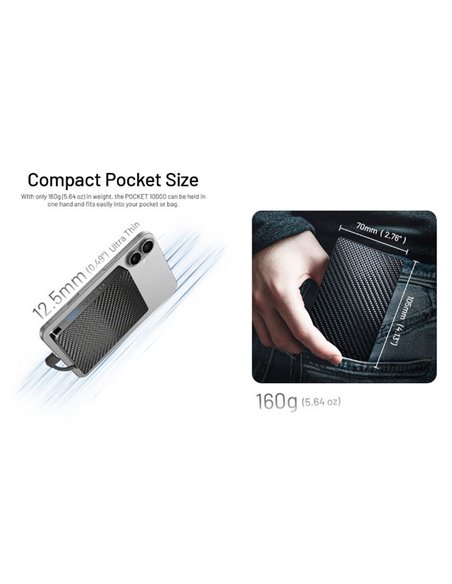 Power Bank NITECORE Pocket 10000 10.000mAh 22,5W USB-C IP65 Compacta 160g