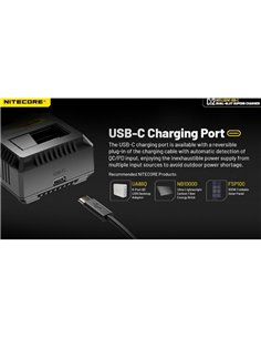Carregador rápido inteligente Ci2 USB-C para baterias de íons de lítio e NiMH AAA, AA, 18650 e 21700 2