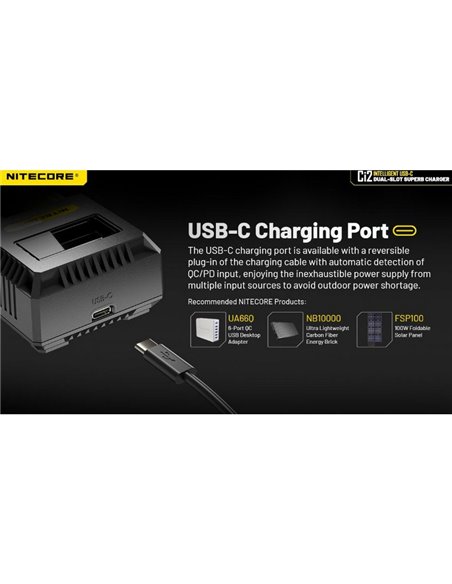 Chargeur intelligent rapide USB-C Ci2 pour batteries Li-Ion et NiMH AAA, AA, 18650 et 21700