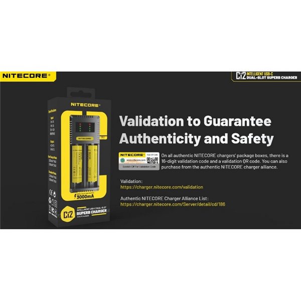 Chargeur intelligent rapide USB-C Ci2 pour batteries Li-Ion et NiMH AAA, AA, 18650 et 21700