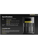 Cargador Inteligente NITECORE Ci4 de 4 Bahías Rápido USB-C para Baterías AA, AAA, 18650, 21700