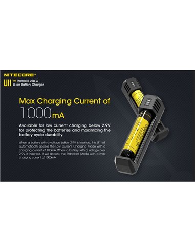 Cargador Inteligente UI1 para Baterías Li-ion 800mA USB Individual Compacto