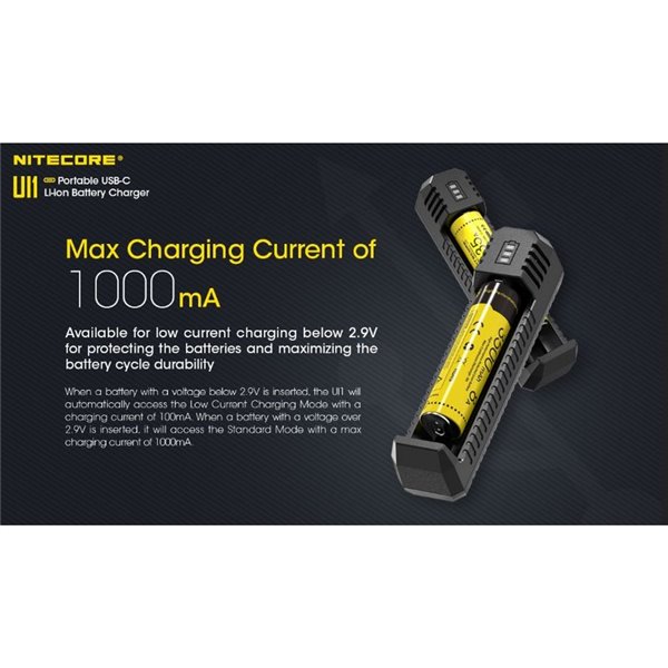 Cargador Inteligente UI1 para Baterías Li-ion 800mA USB Individual Compacto