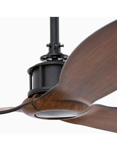 Ventilateur de plafond JUST FAN M, noir et noyer | Moteur CC | 6 vitesses | Fonction marche arrière 33395