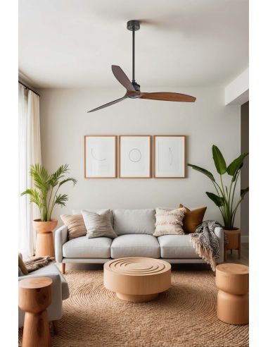 Ventilateur de plafond Ambiente JUST FAN M, noir et noyer | Moteur CC | 6 vitesses | Fonction marche arrière 33395