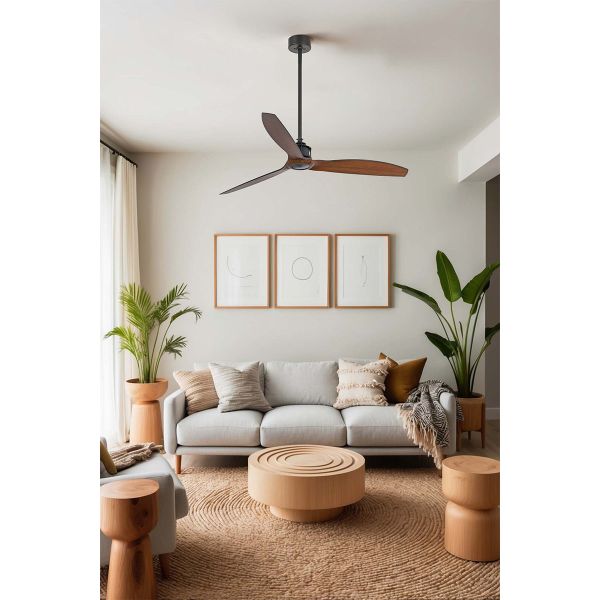 Ventilateur de plafond Ambiente JUST FAN M, noir et noyer | Moteur CC | 6 vitesses | Fonction marche arrière 33395