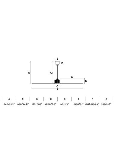 Dimensions Ventilateur de plafond Just Fan M, noir et noyer | Moteur CC | 6 vitesses | Fonction marche arrière 33395
