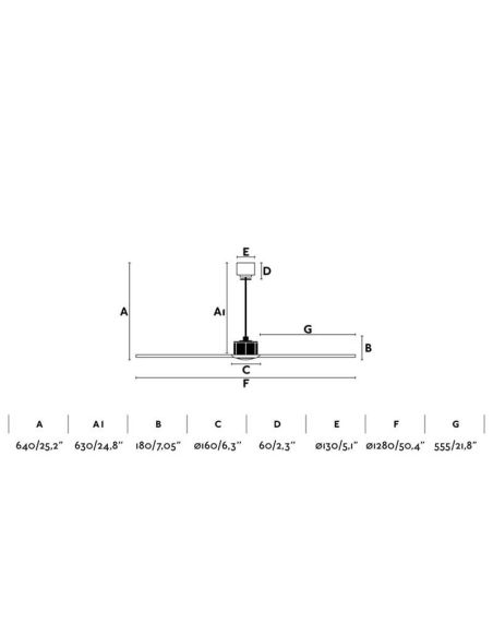 Dimensões Ventoinha de teto JUST FAN M, preto e nogueira | Motor DC | 6 velocidades | Função reversa 33395