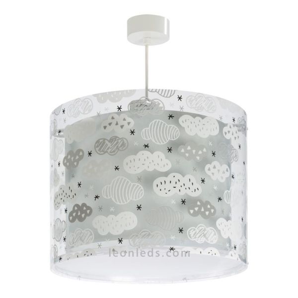 Lámpara de Techo gris con nubes con una pantalla redonda serie Clouds de Dalber 41412E | LeonLeds Iluminación