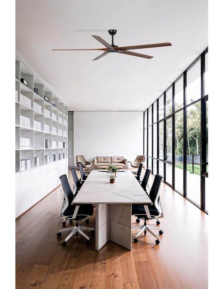 Ambiente Ventilador Industrial BIGWOOD 20 XL Negro/Nogal FSC | 5 Palas Madera | Motor DC | Mas de 39m2