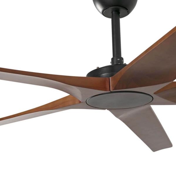 Detalle Ventilador Industrial BIGWOOD 20 XL Negro/Nogal FSC | 5 Palas Madera | Motor DC | Mas de 39m2
