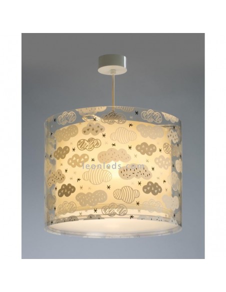 Lámpara de Techo gris con nubes con una pantalla redonda serie Clouds de Dalber 41412E | LeonLeds Iluminación