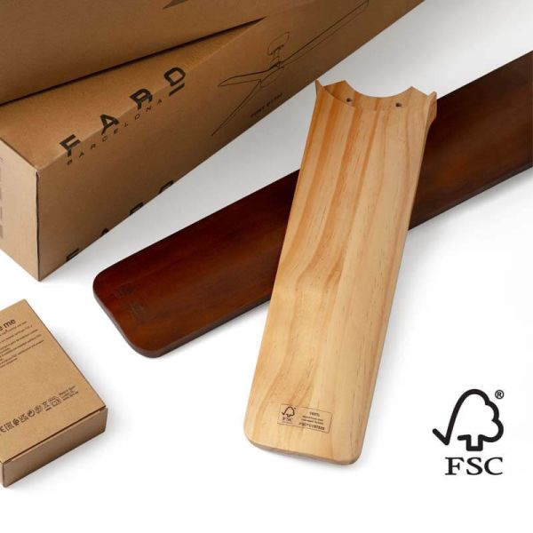 FSC Ventilador Industrial BIGWOOD 20 XL Blanco/Nogal FSC | Motor DC | 5 Palas Madera | 39–60 m²