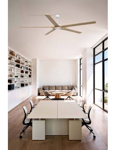 Ambiente Ventilador Industrial BIGWOOD 20 XL Blanco/Nogal FSC | Motor DC | 5 Palas Madera | 39–60 m²