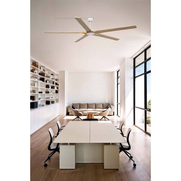 Ambiente Ventilador Industrial BIGWOOD 20 XL Blanco/Nogal FSC | Motor DC | 5 Palas Madera | 39–60 m²
