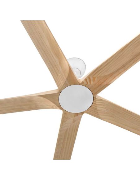 Ventilador Industrial BIGWOOD 20 XL Blanco/Nogal FSC | Motor DC | 5 Palas Madera | 39–60 m²