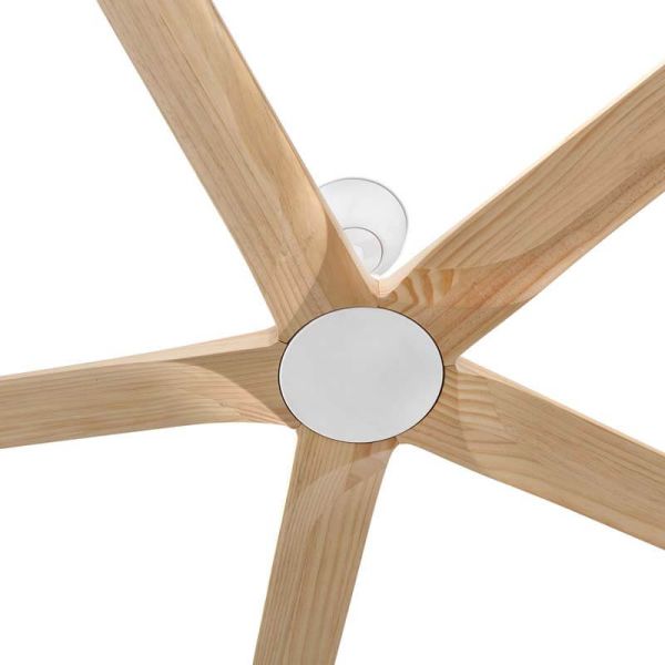 Ventilador Industrial BIGWOOD 20 XL Blanco/Nogal FSC | Motor DC | 5 Palas Madera | 39–60 m²