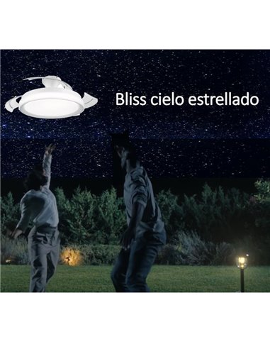 Ventilador de Techo LED BLISS blanco con difusor Cielo Estrellado, retráctil 28W+35W