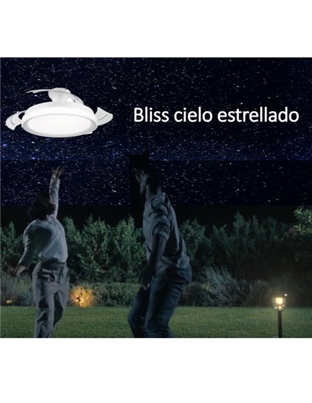 Ventilador de Techo LED BLISS blanco con difusor Cielo Estrellado, retráctil 28W+35W