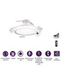 Ventilador de Techo LED BLISS blanco con difusor Cielo Estrellado, retráctil 28W+35W