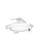 Ventilador de Techo LED BLISS blanco con difusor Cielo Estrellado, retráctil 28W+35W
