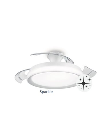 Ventilador de Techo LED BLISS blanco con difusor Cielo Estrellado, retráctil 28W+35W