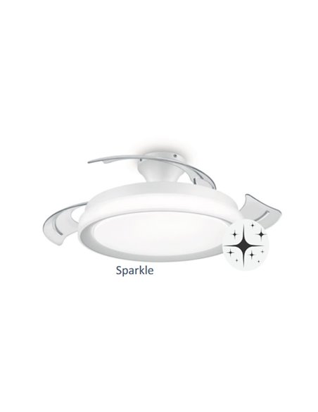 Ventilador de Techo LED BLISS blanco con difusor Cielo Estrellado, retráctil 28W+35W
