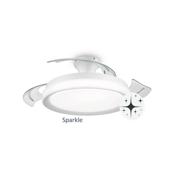 Ventilador de Techo LED BLISS blanco con difusor Cielo Estrellado, retráctil 28W+35W