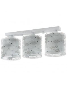 Lámpara Gris 3 Luces de techo infantil Original serie Clouds con 3 pantallas redondas de la marca Dalber 41413E | LeonLeds